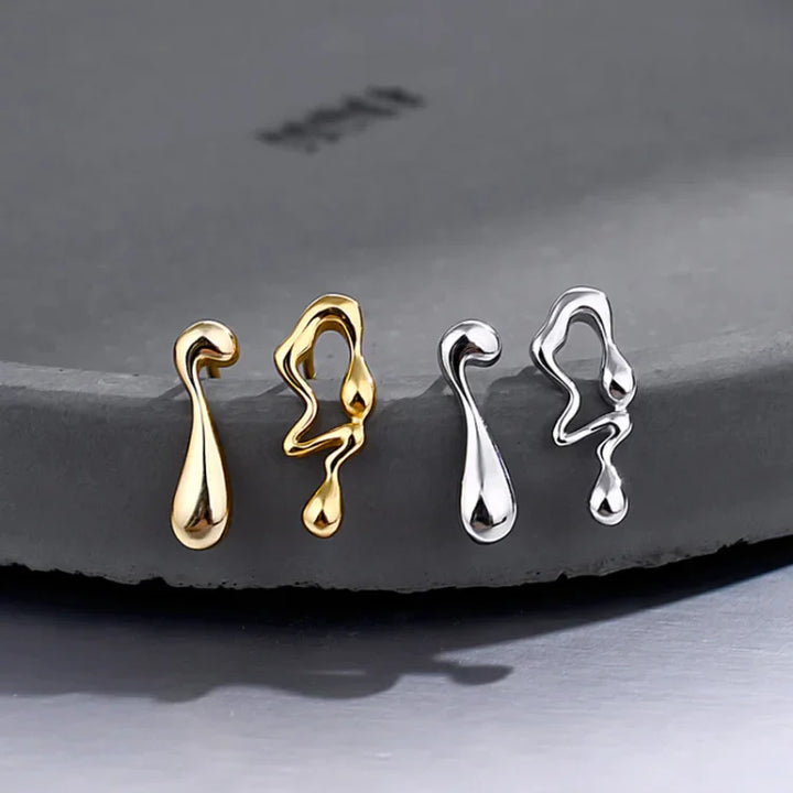 Water Droplet Earrings - Livia-Silver-The Livary