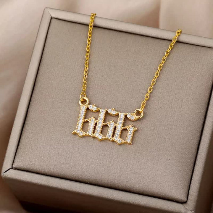 Zirconia Angel Numbers Necklace - Seraphina-Gold-777-The Livary