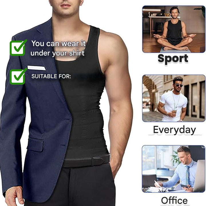 Corrective Shirt with Shaping Effect – Noah-Black-M (50-65kg)-The Livary
