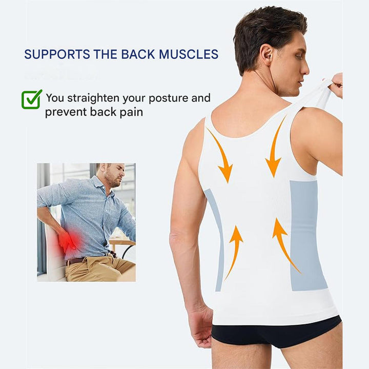 Corrective Shirt with Shaping Effect – Noah-Black-M (50-65kg)-The Livary