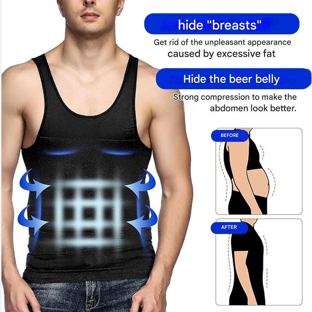 Corrective Shirt with Shaping Effect – Noah-Black-M (50-65kg)-The Livary