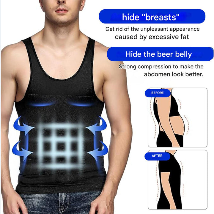 Corrective Shirt with Shaping Effect – Noah-Black-M (50-65kg)-The Livary