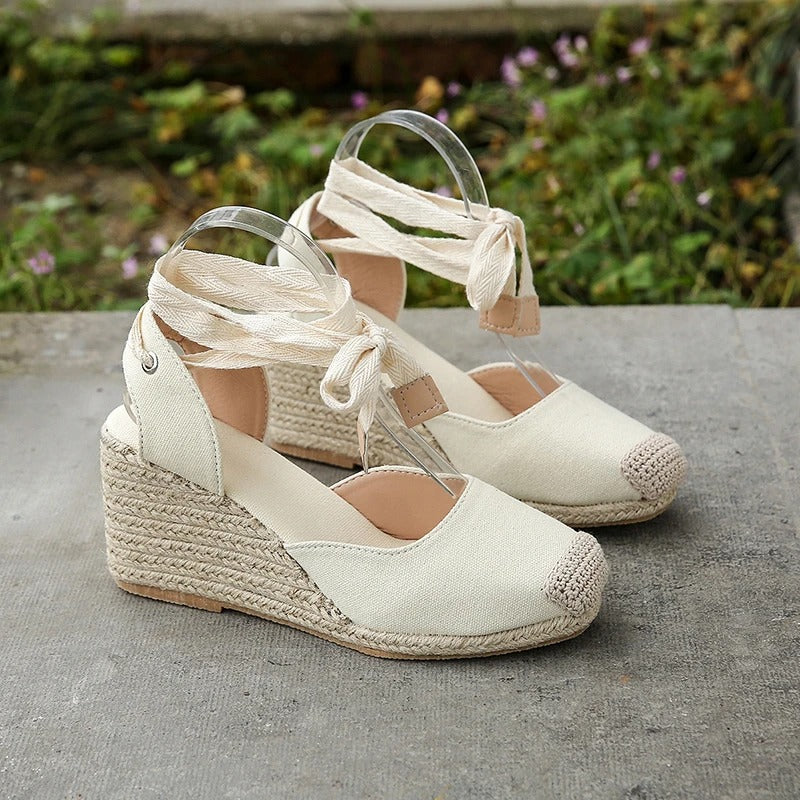 Stylish espadrille sandals for women – Maribel-White-3-The Livary