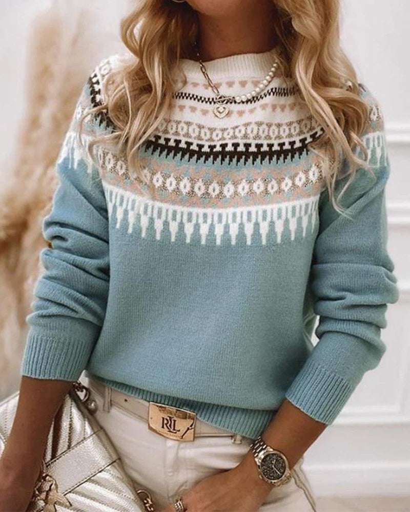 Comfortable Knitted Sweater for Women - CozyKnit-Blue-S-The Livary