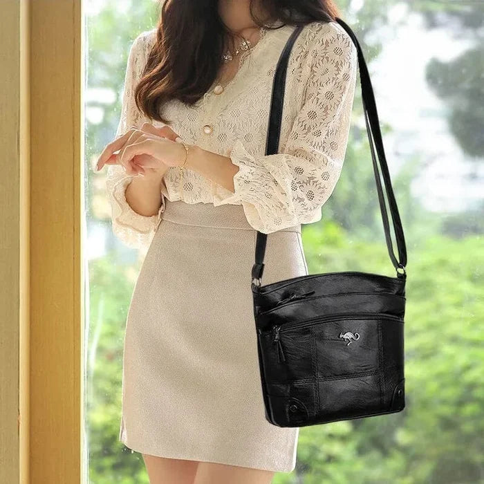 Stylish Leather Ladies Shoulder Bag - Sabrina-Brown-The Livary