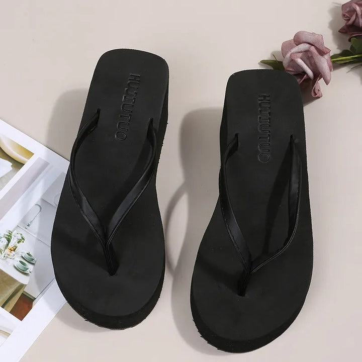 Ladies' Platform Slippers with Clip Toe Design – Riviera-Black-3-The Livary