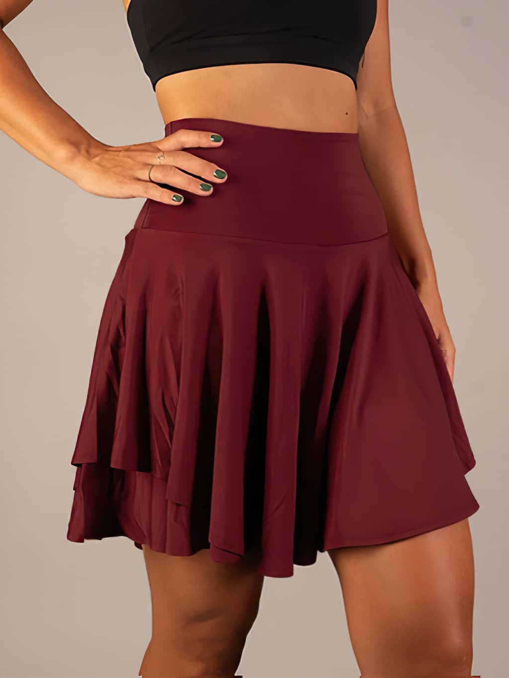 Sporty & Functional Women's Tennis Skirt with Shorts and Pockets – Maja-Dark red-S-The Livary