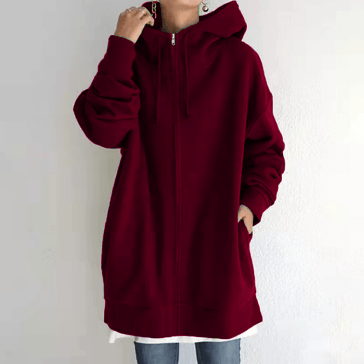 Comfortable Women's Jacket with Hood - ComfyHood-Wijn rood-S-The Livary