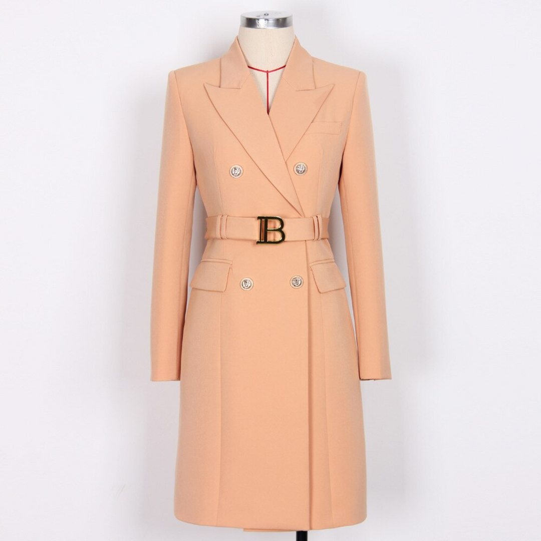 Stylish Plain Blazer Dress - Celeste-Light brown-S-The Livary