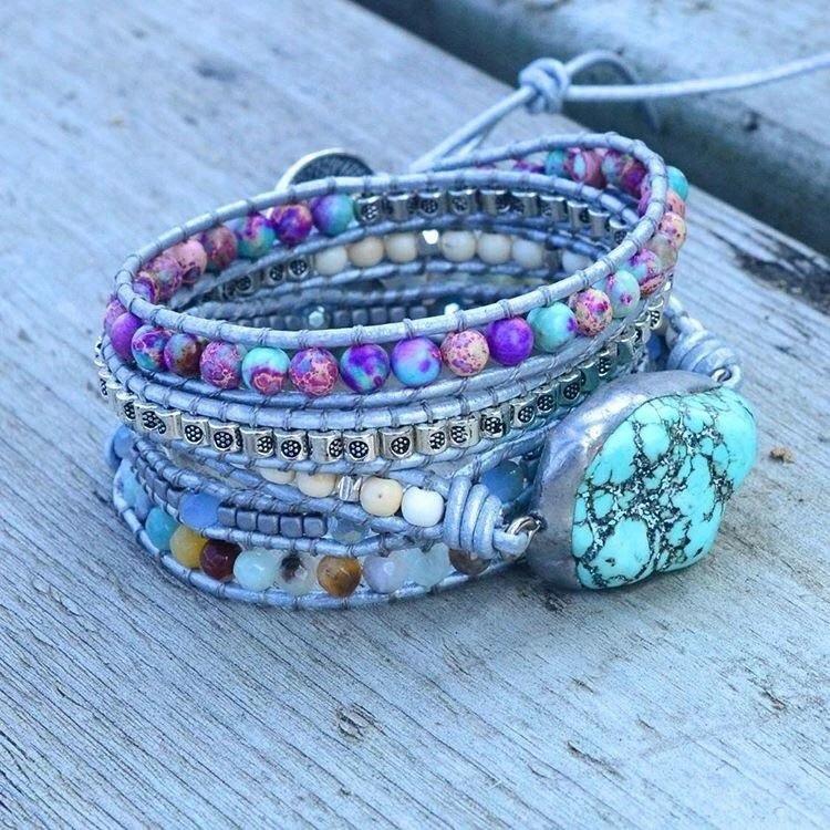 Turquoise Healing and Protection Wrap Bracelet - Selina-The Livary