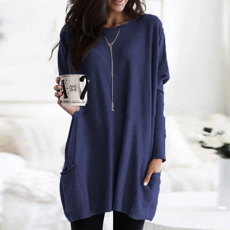 Trendy Tunic with Long Sleeves - Celina-Dark blue-S-The Livary