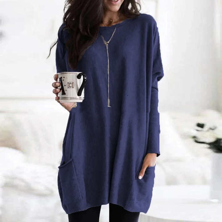 Trendy Tunic with Long Sleeves - Celina-Dark blue-S-The Livary