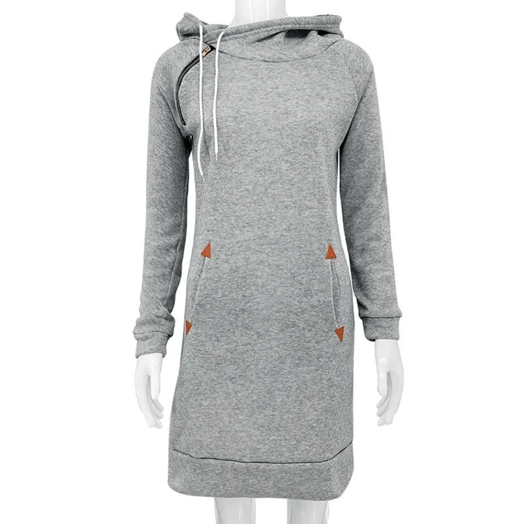 Hooded sweatshirt dress with pockets – Isabella-Black-S-The Livary