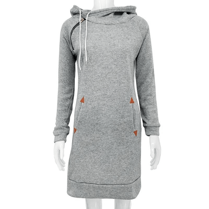 Hooded sweatshirt dress with pockets – Isabella-Black-S-The Livary