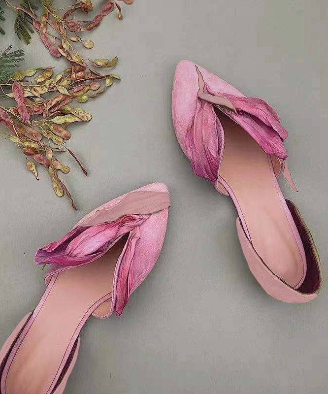 Handcrafted lace ballerinas with rose blossoms – Odette-Pink-3-The Livary