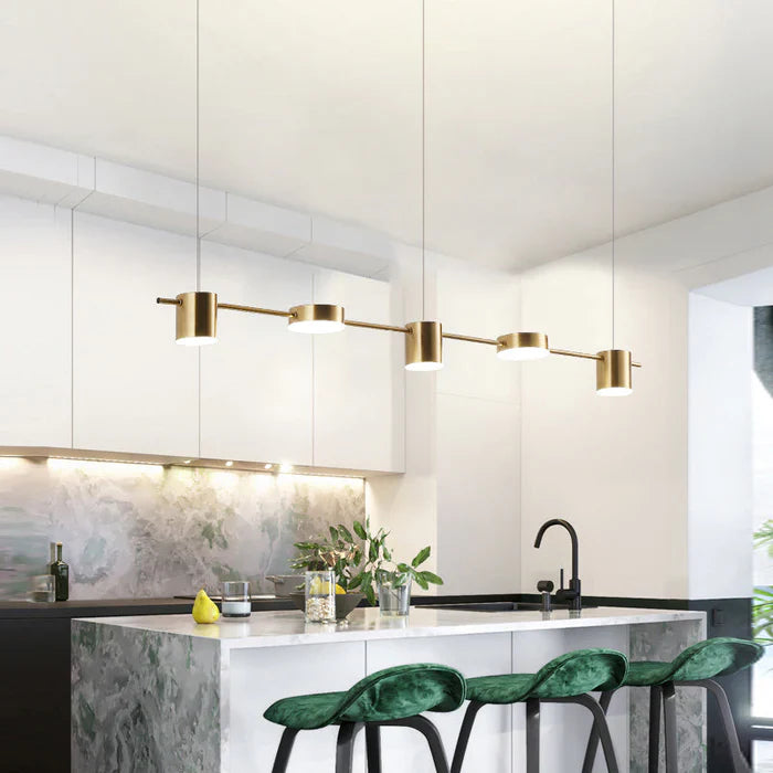 Modern Aluminium Pendant Lamp - AuraDrum-3-Gold-White-The Livary