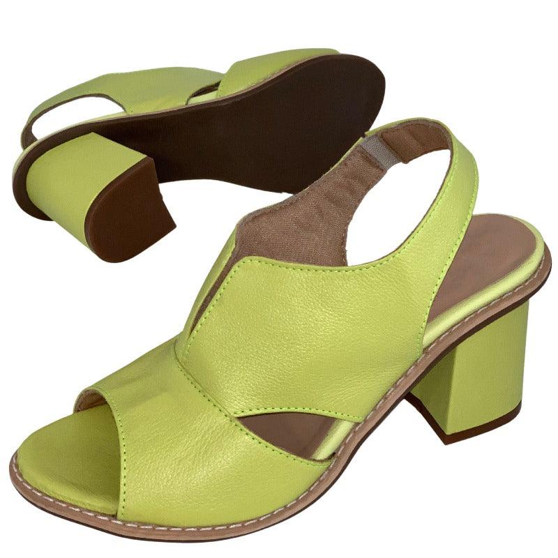 Women’s leather sandals with heel & comfort footbed – Selina-Beige-2.5-The Livary