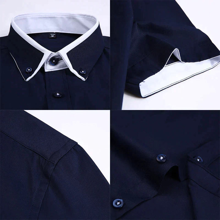 Men's Short Sleeve Shirt - Victor-Dark blue-M-The Livary