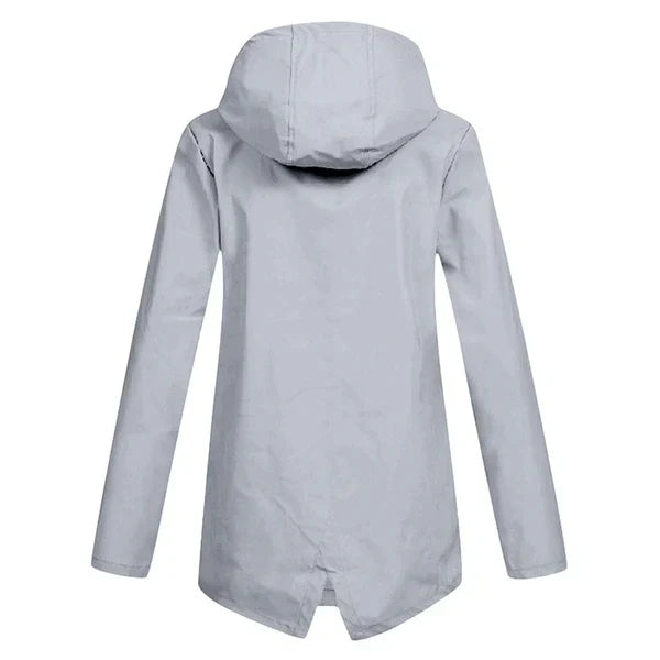 Trendy Women's Rain Jacket with Hood - Liora-Beige-S-The Livary