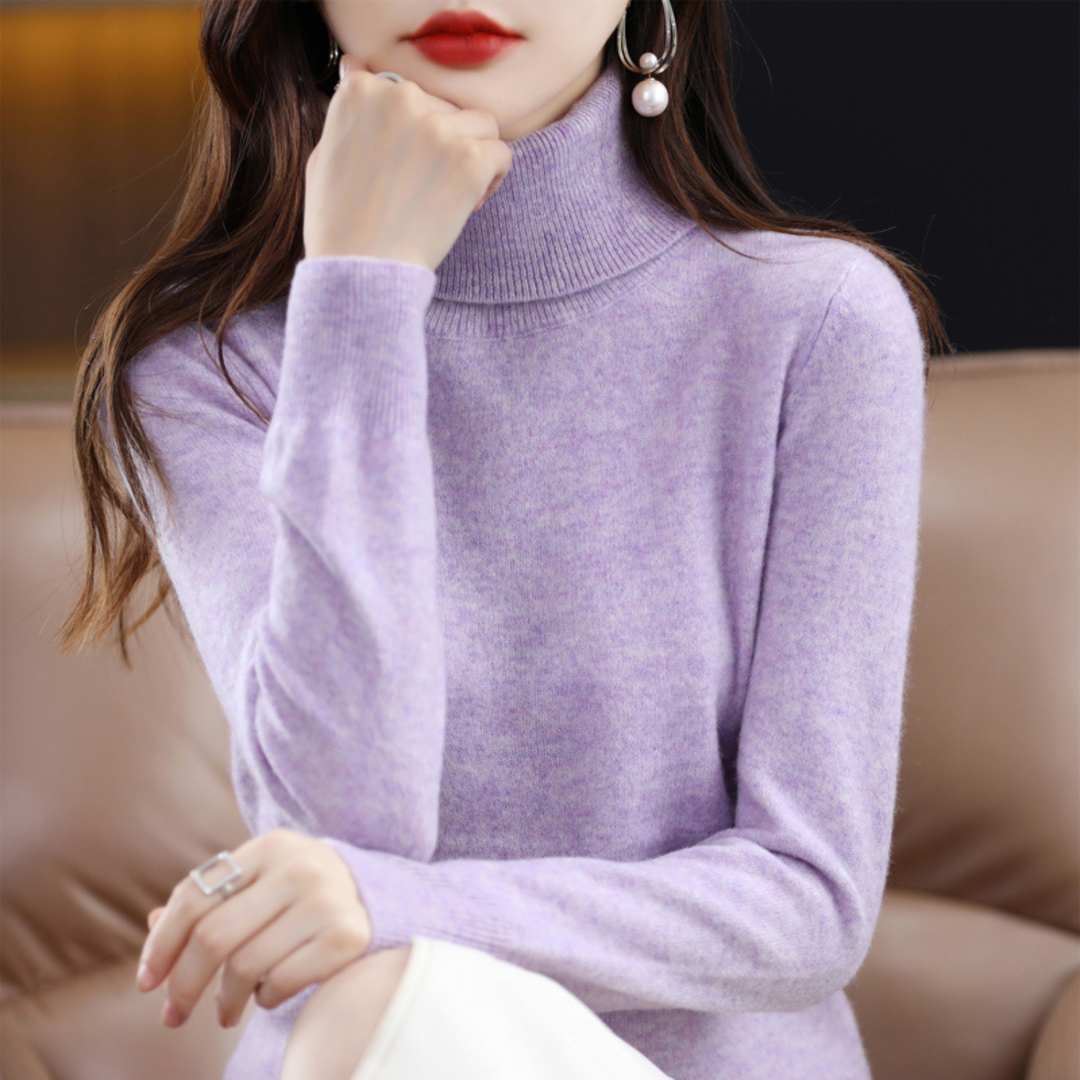 Luxury Cashmere Ladies Turtleneck - Elena-Purple2-S-The Livary