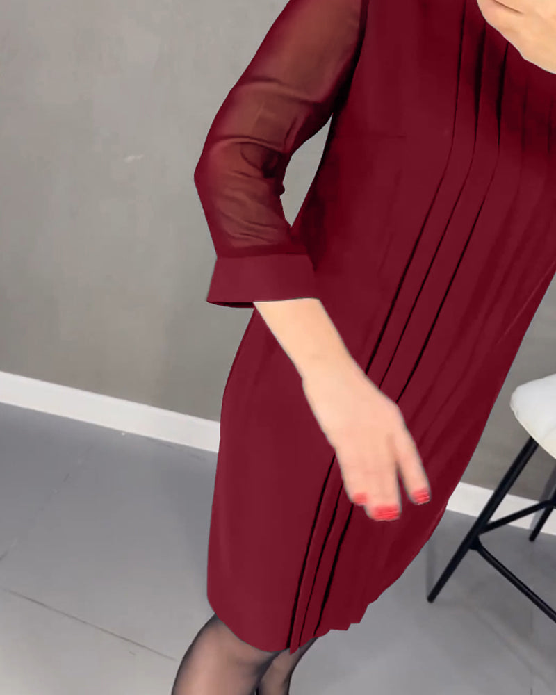 Elegant shift dress with mesh details – Gabrielle-Black-S-The Livary