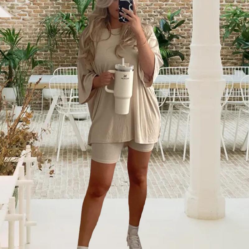 Two-piece lounge and leisurewear for women – Fenja-Oatmeal-S-The Livary