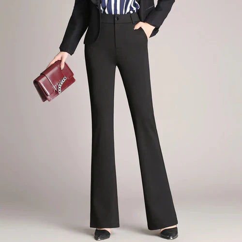 Slim Fit Flared High Waist Trousers – Mila-Black-S-The Livary