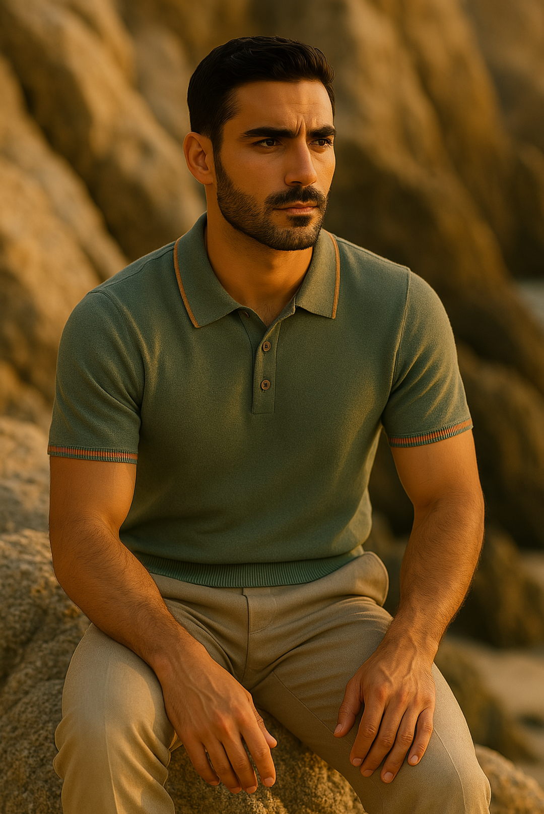 Stylish men's polo made from cashmere-merino wool – Levano-S-The Livary