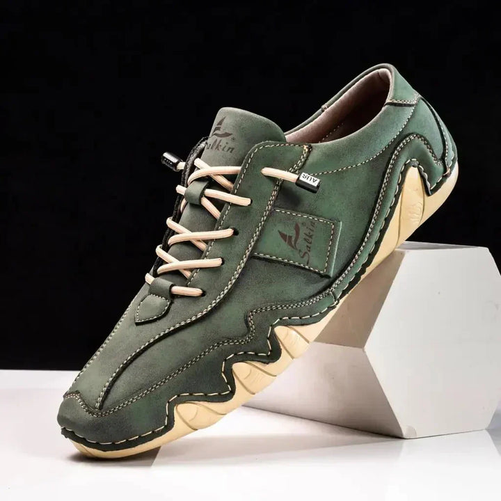 Stylish & comfortable men's leather loafers with profile sole - Matteo-Green-6.5-The Livary