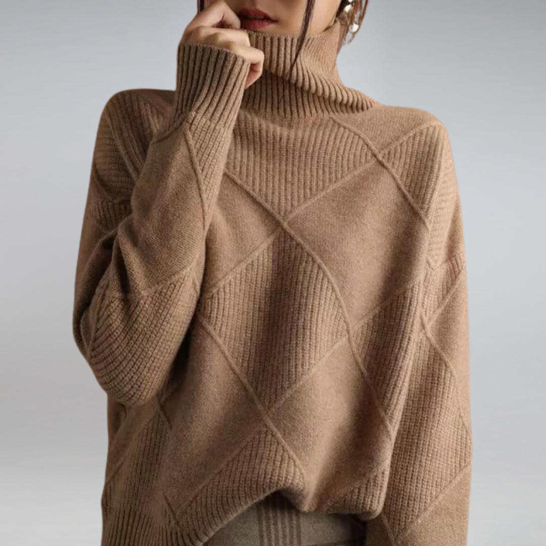 Stylish Women's Turtleneck - Isabella-Khaki-S-The Livary