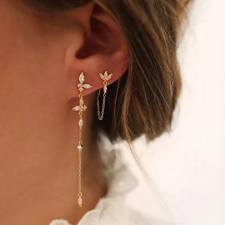 Timeless Drop Earrings - Elodie-2 Pair Set-Gold-The Livary