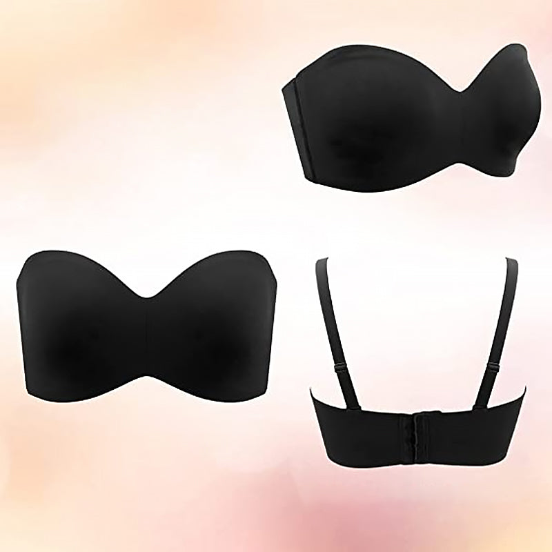 Seamless bandeau bra with removable straps – Camille-Black-30-B-The Livary