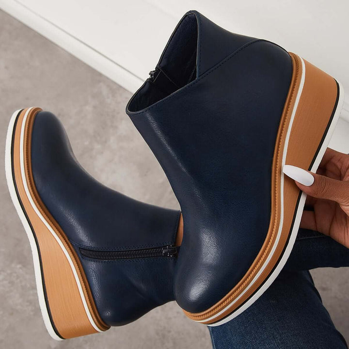 Trendy Ladies Ankle Boots with Zip and Platform - Alessia-Black-4.5-The Livary