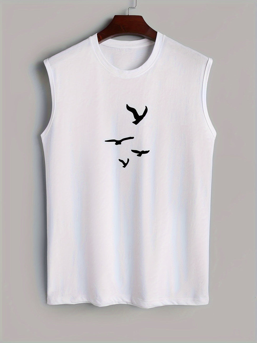 Sleeveless shirt with bird print cotton summer look - Noah (1+1 FREE)-White-M(48)-The Livary