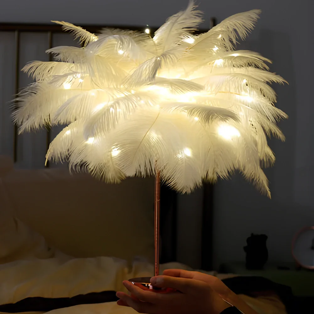 Atmospheric Veer Palm Tree Lamp - LumaPalm-White-Rose gold-The Livary
