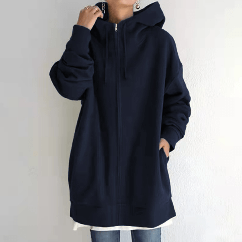 Comfortable Women's Jacket with Hood - ComfyHood-Dark blue-S-The Livary