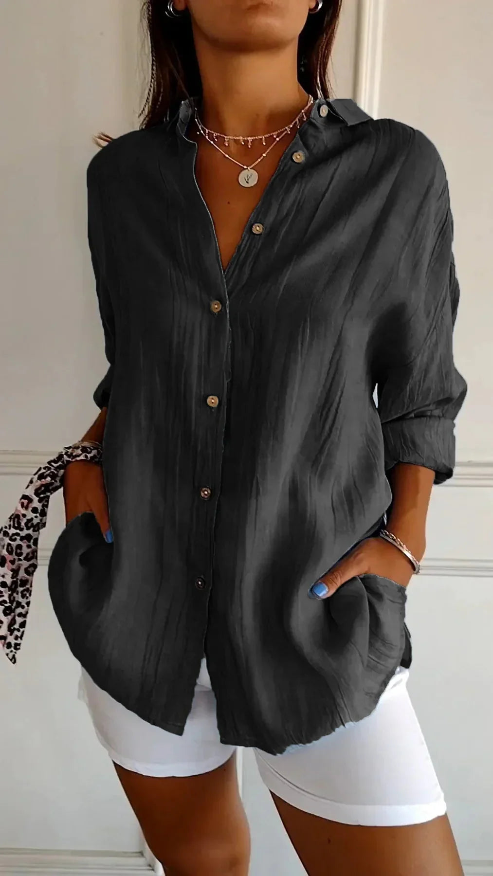 Lightweight Ladies Blouse - Elodie-Black-S-The Livary