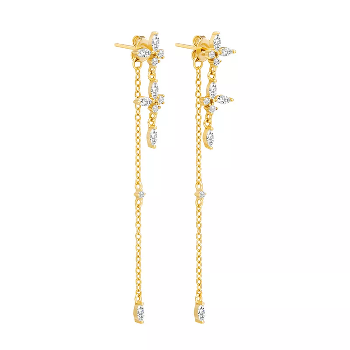 Timeless Drop Earrings - Elodie-Flower Chain Earrings-Gold-The Livary