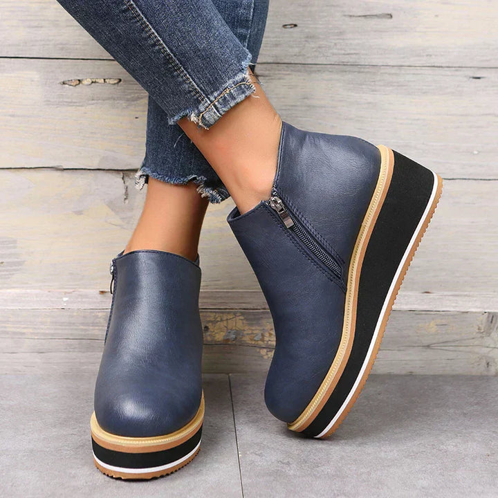 Trendy Ladies Ankle Boots with Zip and Platform - Alessia-Black-4.5-The Livary