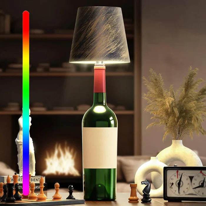 Portable LED Bottle Lamp - GlowBottle-Wood-3 Colours-The Livary