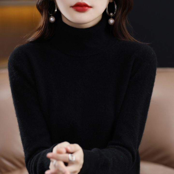 Luxury Cashmere Ladies Turtleneck - Elena-Black-S-The Livary