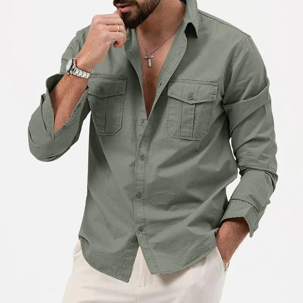 Stylish Men's Cargo Shirt - Tobias-Khaki-S-The Livary