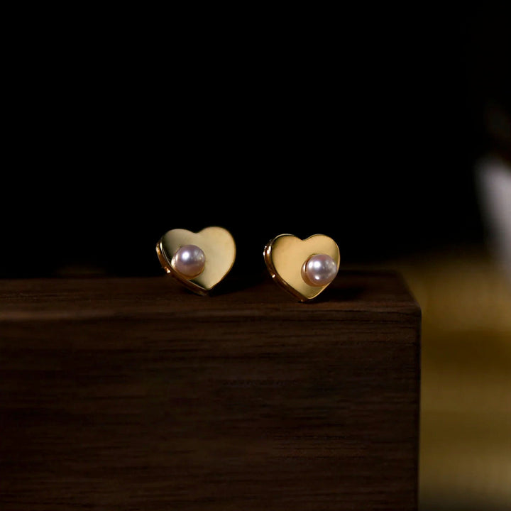 Heart Pearl Studs - Amelie-The Livary
