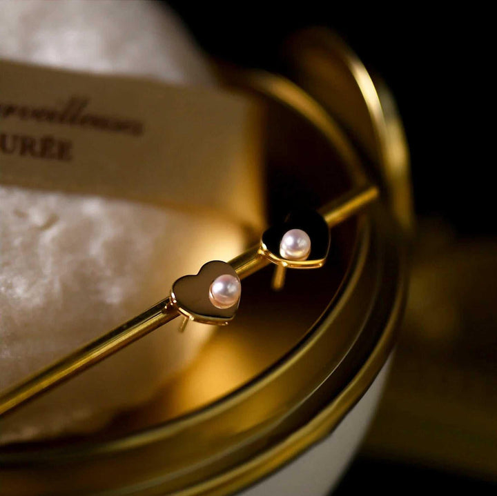 Heart Pearl Studs - Amelie-The Livary