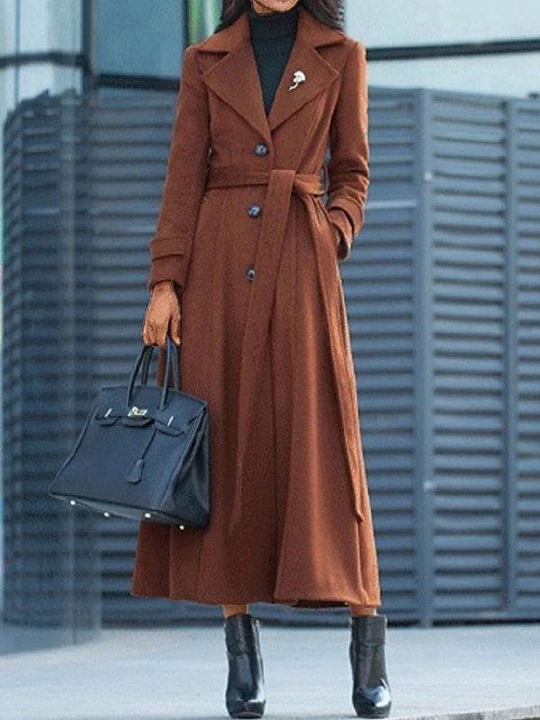 Stylish Wool Ladies' Coat - Elora-Brown-S-The Livary