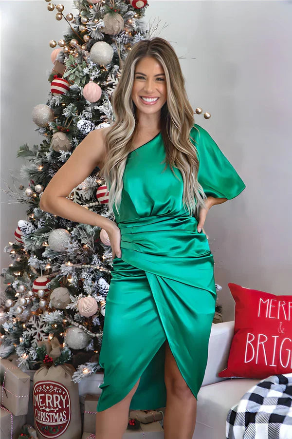 Trendy Silk Party Dress - Celina-Green-XS-The Livary