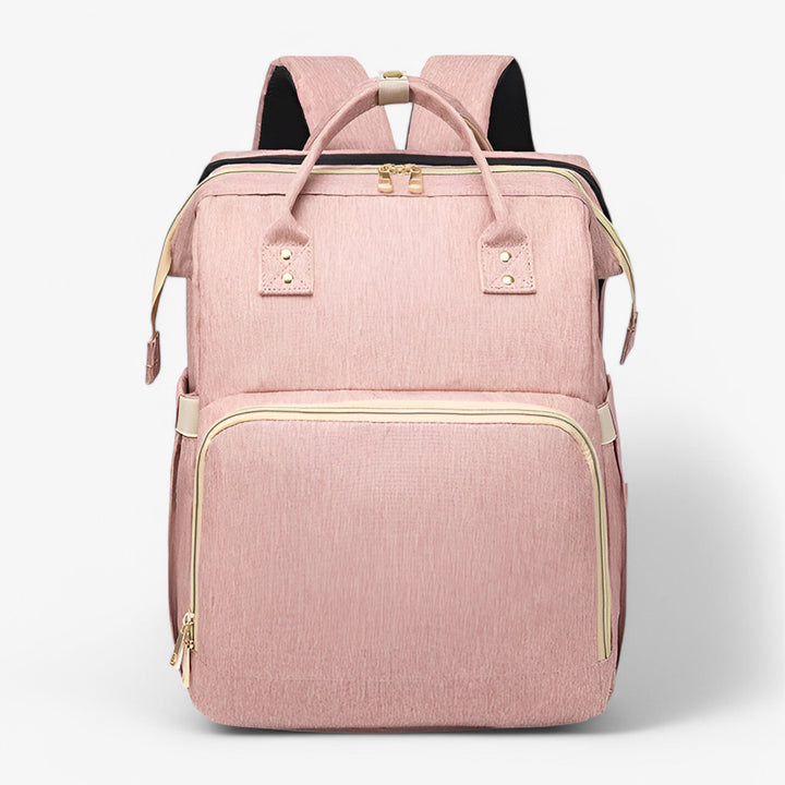 Multi-Functional Changing Bag with Pull-Out Baby Cot – Noëlle-Light pink - with ID card slot-The Livary