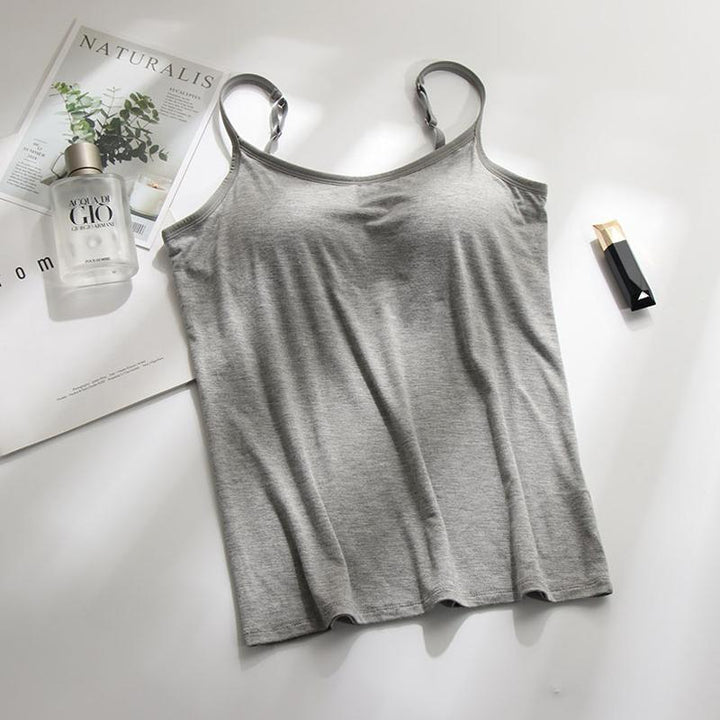 Tank top with Built-in Bra - LinaFlex-Grey-S-The Livary