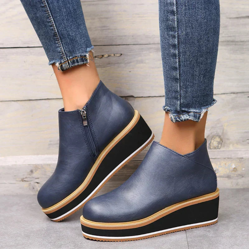 Trendy Ladies Ankle Boots with Zip and Platform - Alessia-Black-4.5-The Livary