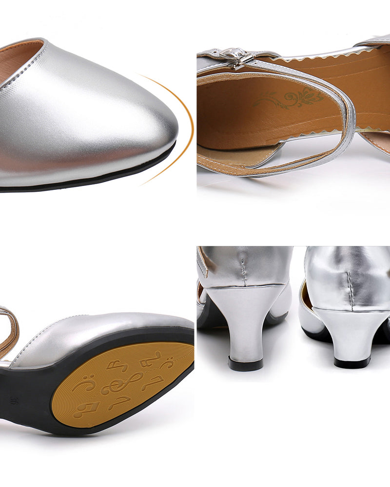 Trendy women's heeled shoes with block heels for every season – Lina-3-Silver-1.38 inches-The Livary
